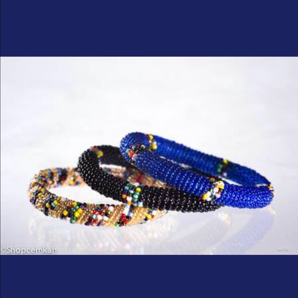 Beaded three color bangles